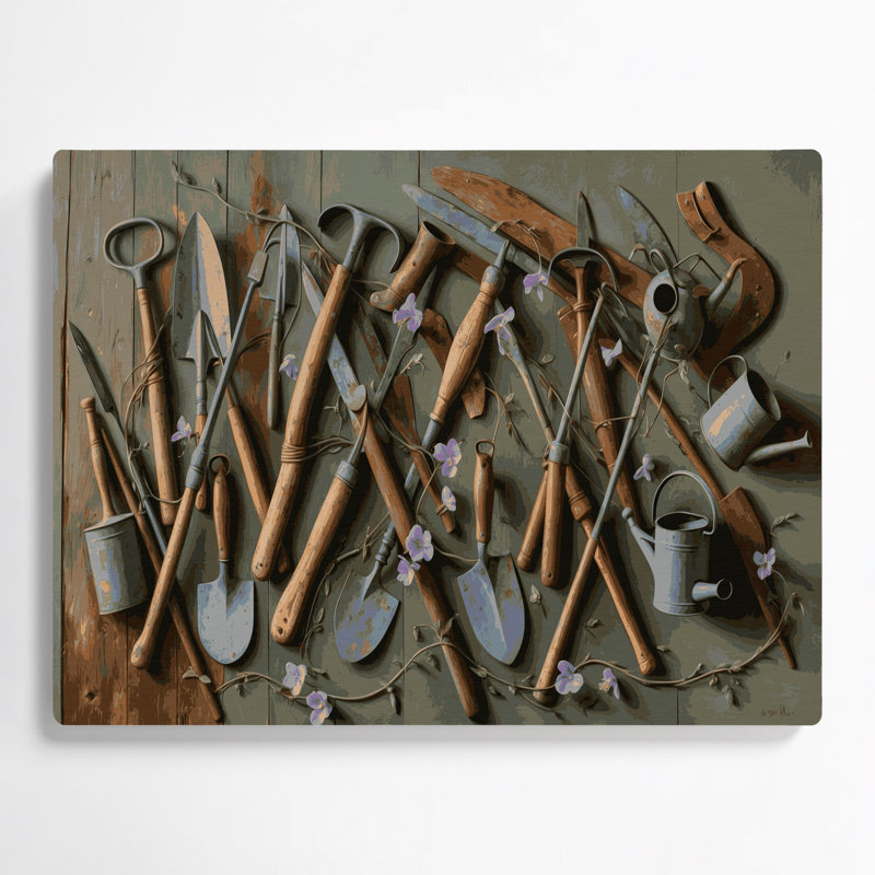 «Farm Garden Tools», art mural en métal brun, H 11 po x l 14 po