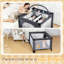 Berceau simple - double berceau pliable pour les jumeaux avec jouets suspendus et panier de rangement, ensemble de lit de chevet portatif et sac de jeu avec sac de transport gris