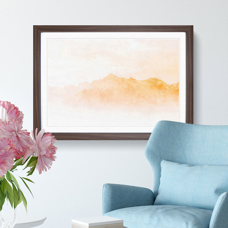 Distant Mountain - Picture Frame Graphic Art Print, Walnut Framed, 24cm H x 33cm W x 2cm D