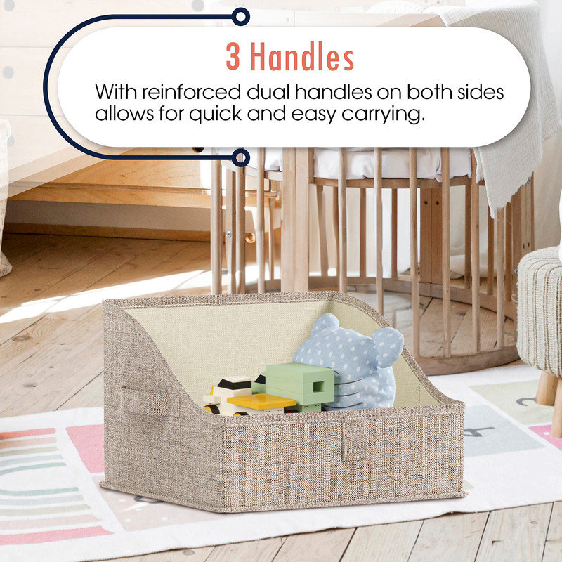 Ebern Designs 3 Pack Collapsible Trapezoid Storage Bins Bin, Ash Beige