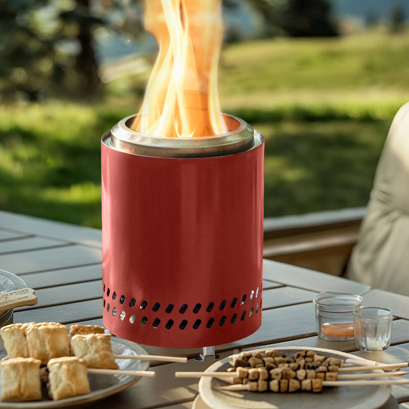 Mini Stainless Steel frame Tabletop Firepit, Red