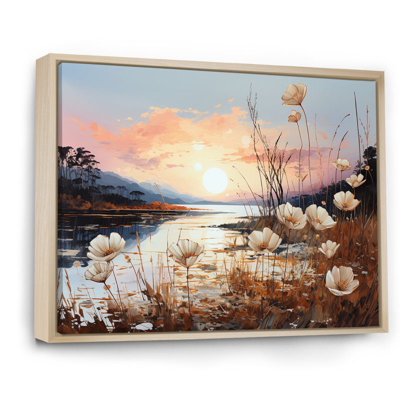 " Meadow Stream At Sunset ", Natural Floater Framed, 24" H x 32" W