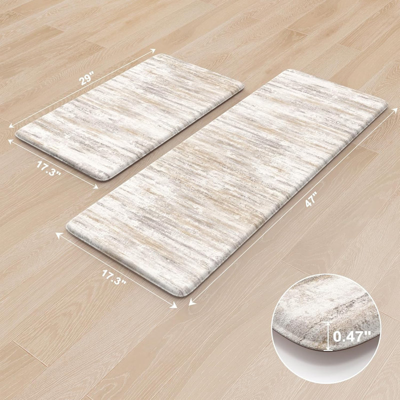 Ensemble de 2 tapis de cuisine anti-fatigue, Marron clair