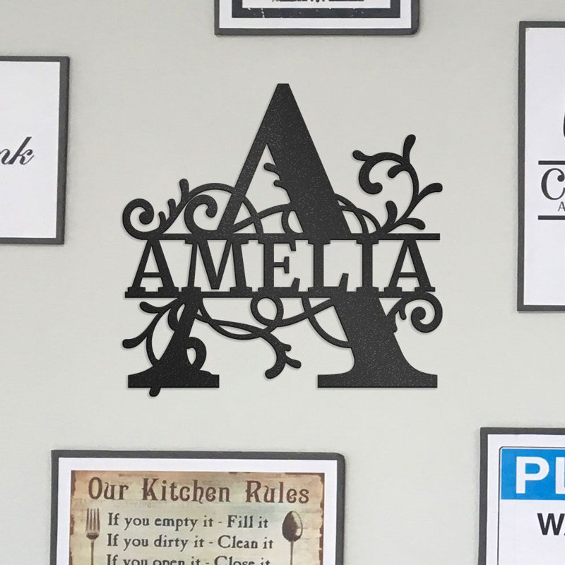 Monogramme à lettre séparée, panneau personnalisé en métal pour le prénom ou le nom de famille - 12 po