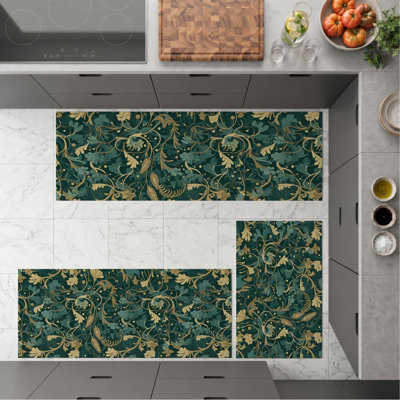 Leafy Vine Non-Slip Washable Kitchen Mats