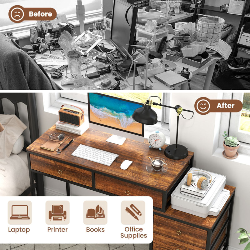 Metal Base Computer Desk