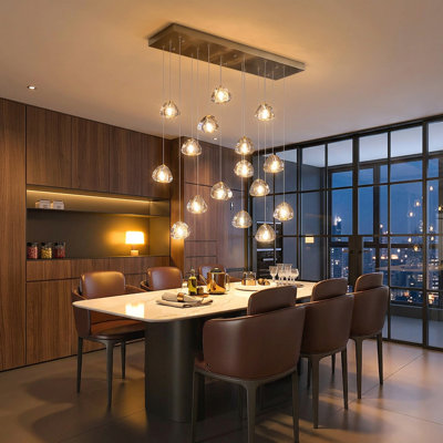 16-Light Dimmable LED Rectangular Crystal Chandeliers