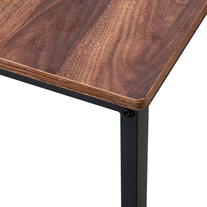 Bar Table, 5PCS 47″ Bars Tables Set, Bar Tables and Chair Set with Rounded Edge Design, Rectangular Pub Table with Four Stools for Living Room, Dining Room, Kitchen, Walnut Color, Black