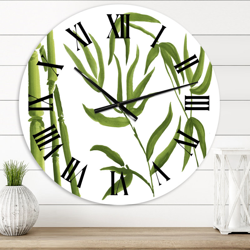 Branches de bambou dans la forêt IV - Horloge murale tropicale, Extra Small