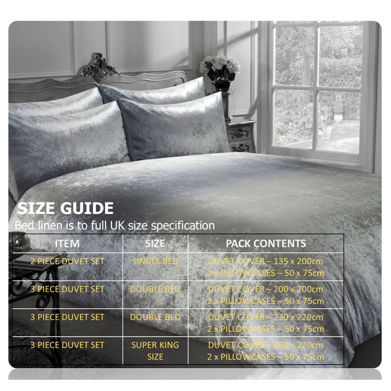 Rolisha Cotton Blend Ombre Duvet Cover Set with Pillowcases, Single + 2 Standard Pillowcases, Mink - Silver