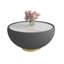 Table basse moderne en cuir clair avec dessus en marbre