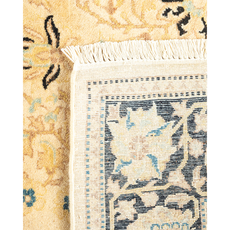 Hand-Knotted Ivory Wool Geometric Traditional Area Rug 3' x 5'