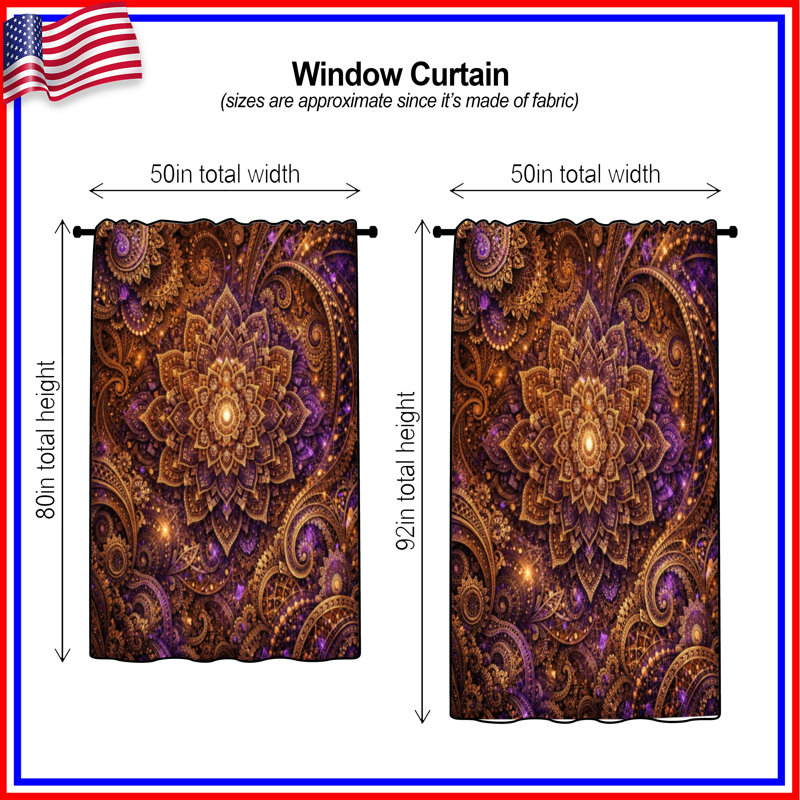 Rideaux de fenêtre complexes, voilages mandala et rideaux occultant Amkit - 1 panneau, Transparent, 50" x 80" - 1 Panel