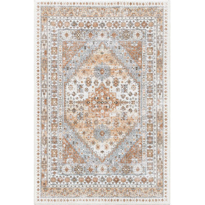 Medallion Non Slip Washable Rug(Orange)