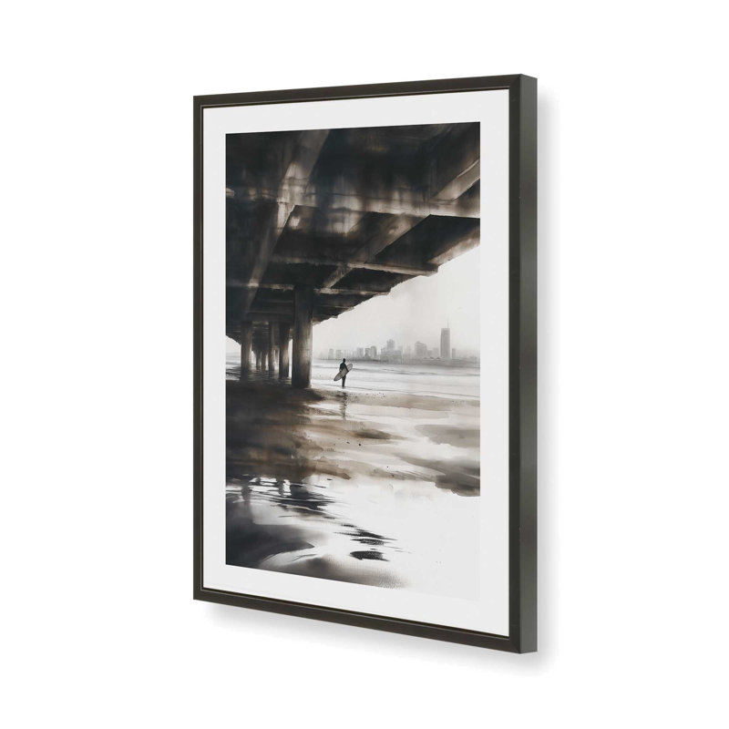 Under the Pier Framed Print, 25" H x 19" W, Satin Black