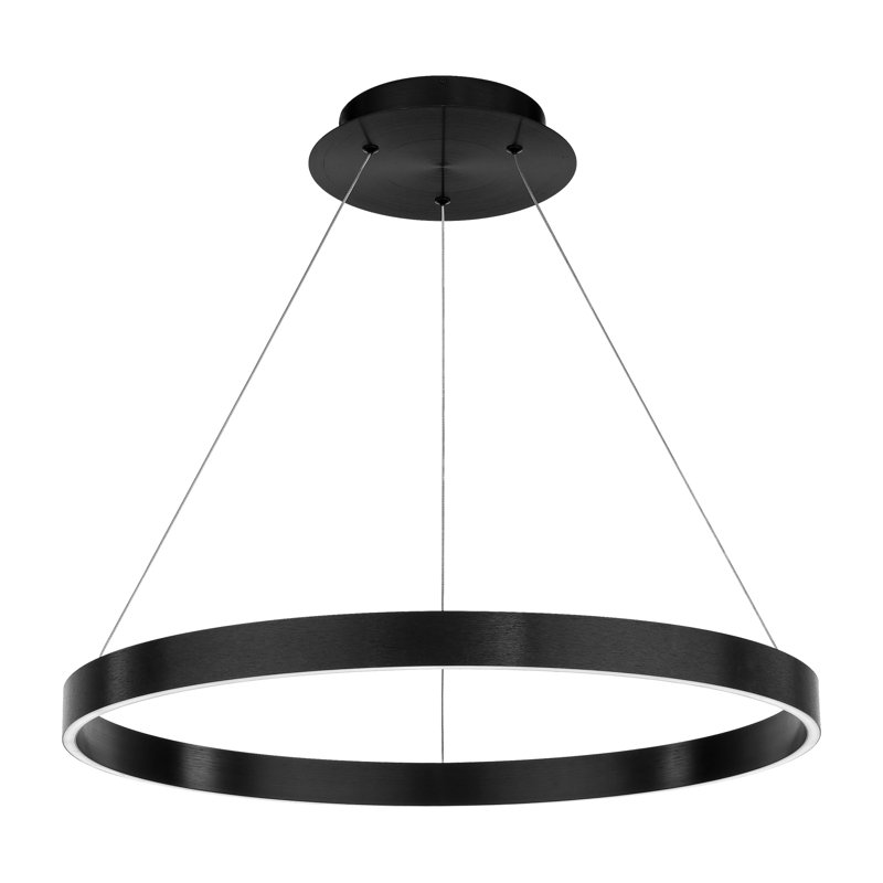 Luminaire suspendu tambour Sirius Unique à intensité variable DEL, Noir satiné, H 1,625 po x l 24 po x P 24 po