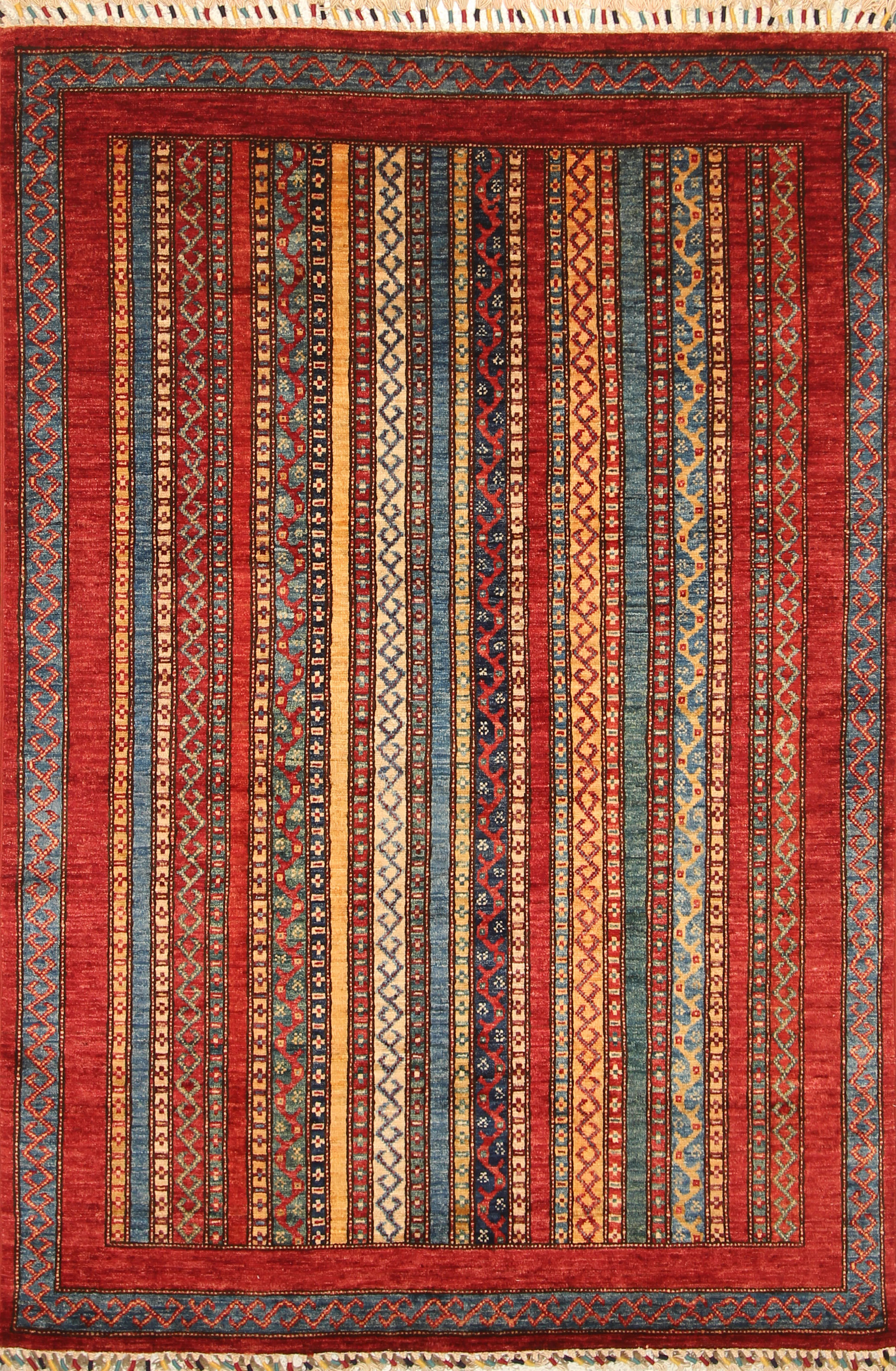 Bokara Rug Co., Inc. Handwoven High-Quality Red/Yellow/Blue Area Rug ...