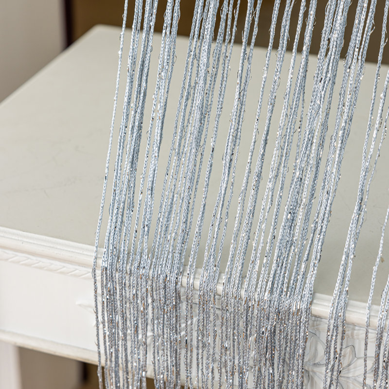 1Pc 39 X 78 Inch Door String Curtain Wall Panel Fringe Window Decorative String Curtain, Lightgray
