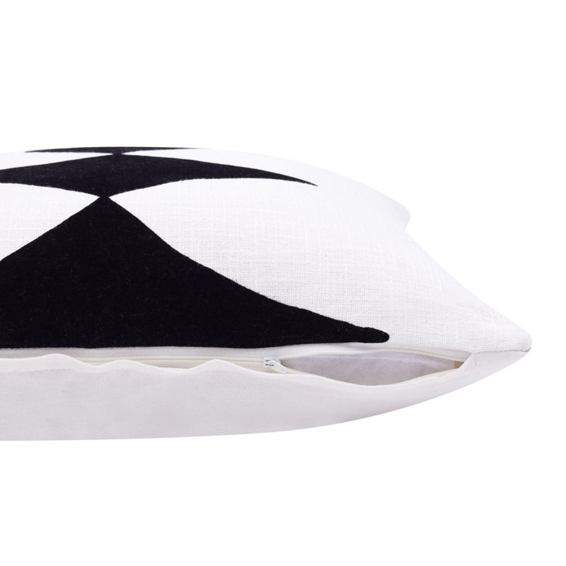 Coussin décoratif fait à la main Diamond Pulse, Noir / blanc, Polyester