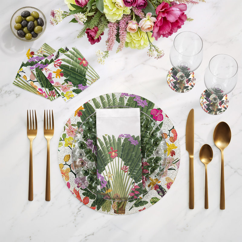 Fantasy Tropical White Beaded Smooth Tabletop Set