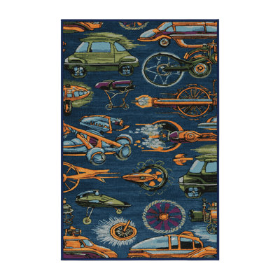 Machine Washable Transportation Gray Area Rug