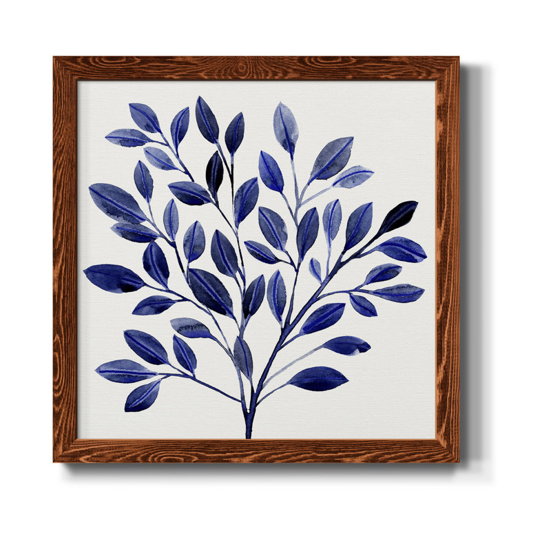 " Deep Blue Branch I ", 31.5" H x 31.5" W x 1.5" D, Maple Framed