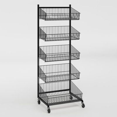 58" H X 23.5" W - Mobile 5-Basket Metal Retail Display Merchandiser
