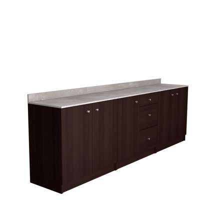 Inval Ambrossia 3-Piece 108"W x 35"H Break Room Kitchen Cabinet Set