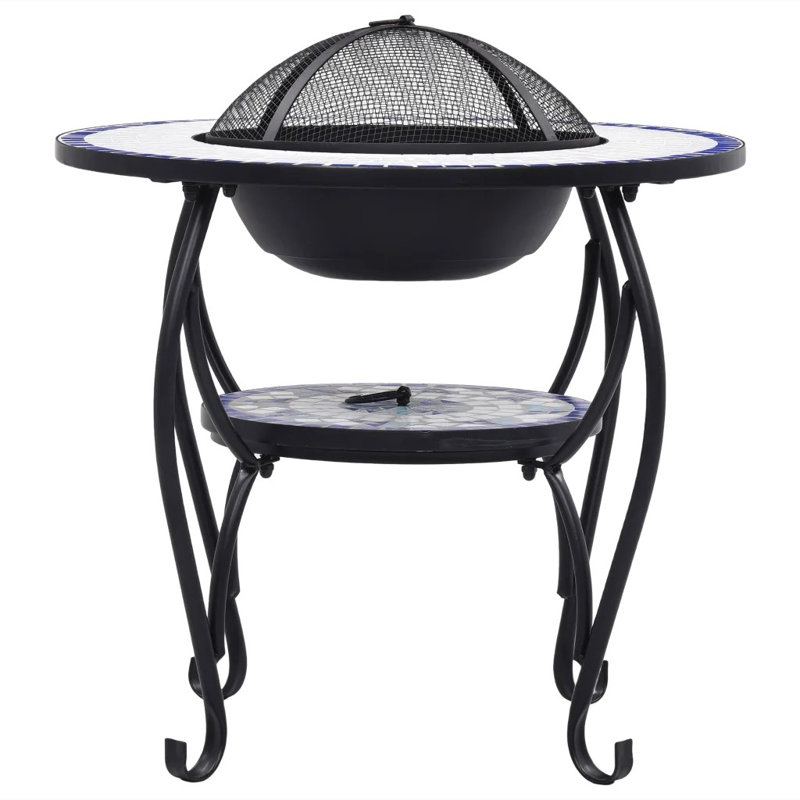 Dalys Mosaic Fire Pit Table Blue and White 68 cm Ceramic