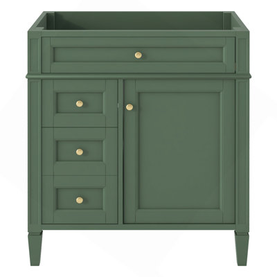 Meuble-lavabo de salle de bain de 30 po sans lavabo supérieur, armoire de rangement moderne avec 2 tiroirs et un tiroir rabattable (BASSIN INCLUS)