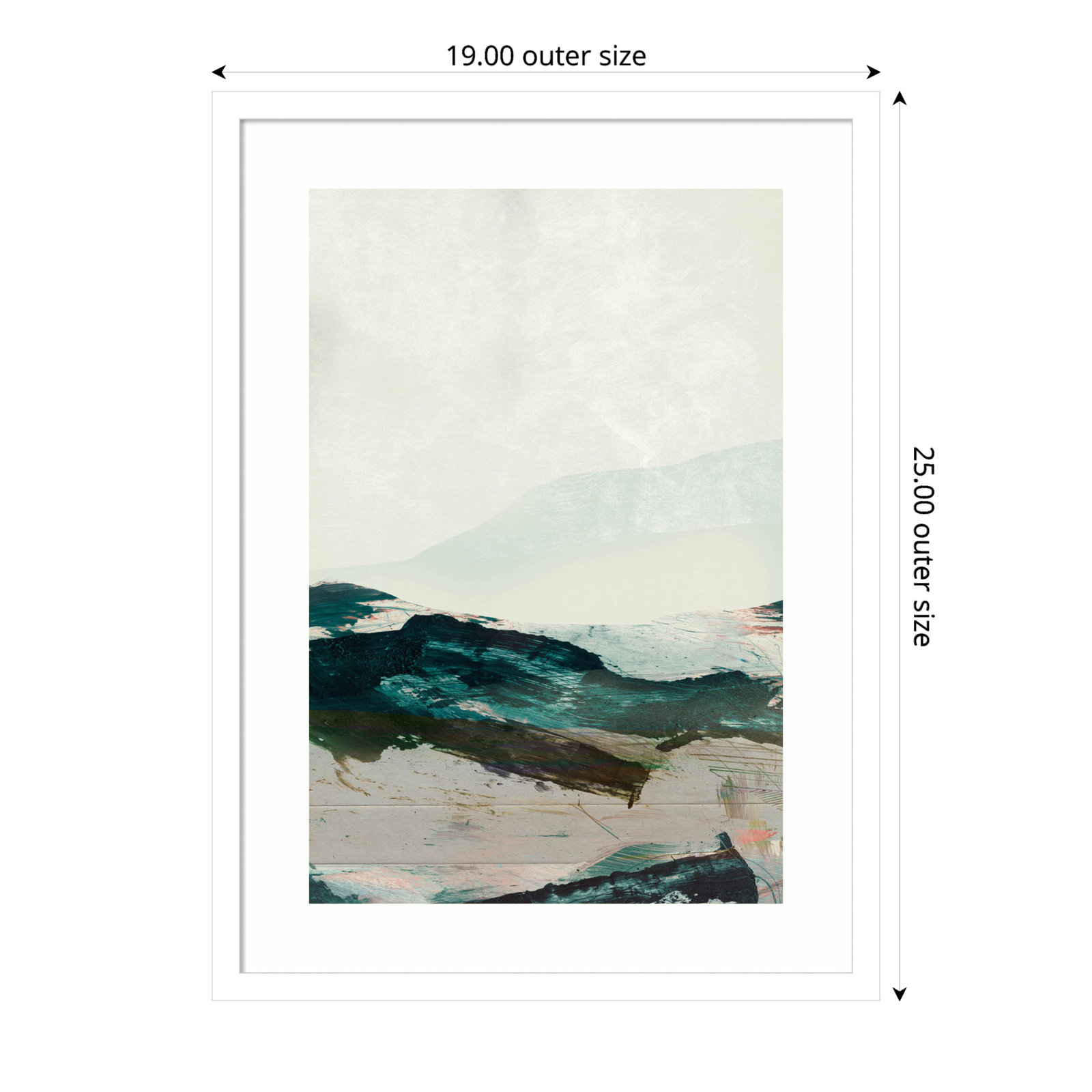 Cleve "Mountains No. 2" Print, 25" H x 19" W, White Framed