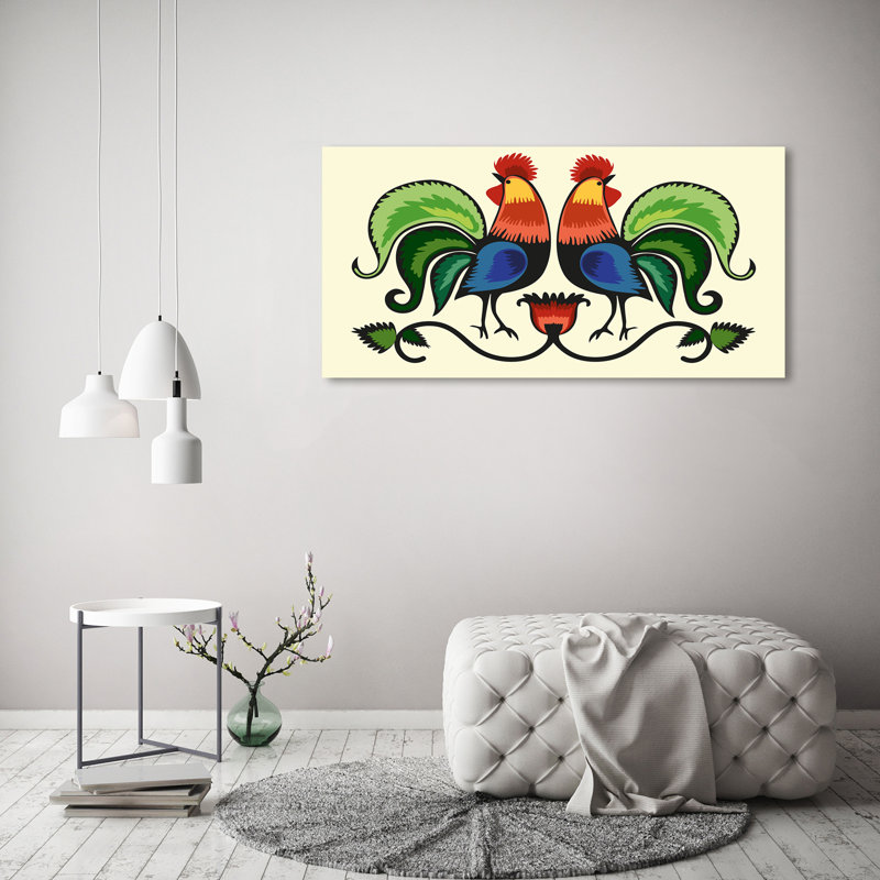 Roosters Folk - Wrapped Canvas Art Prints