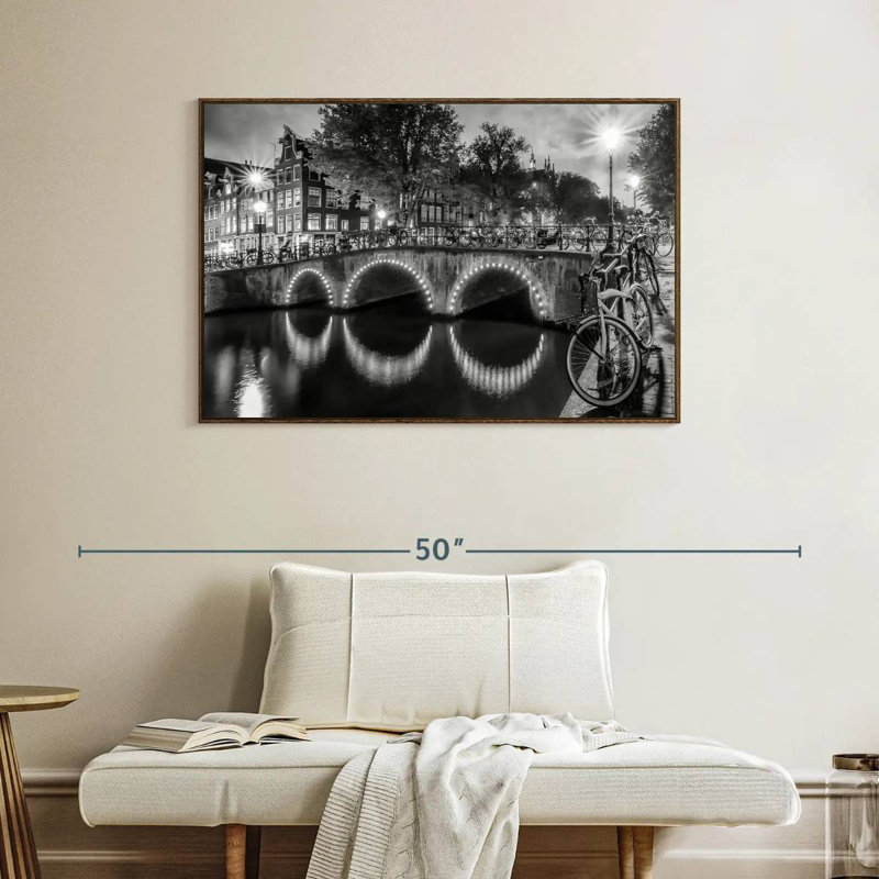 Vue moderne Amsterdam, Cadre flottant noyer, 40 po x 27 po