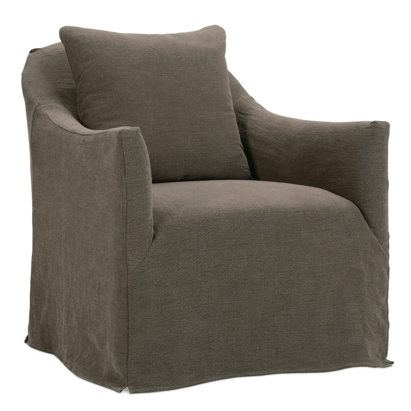 Noel Slipcovered Swivel Chair, Brown
