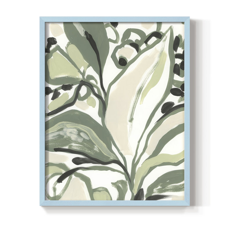 Foliage Rhyth II, reproduction encadrée - bois massif, H 11 po x l 9 po, Bleu