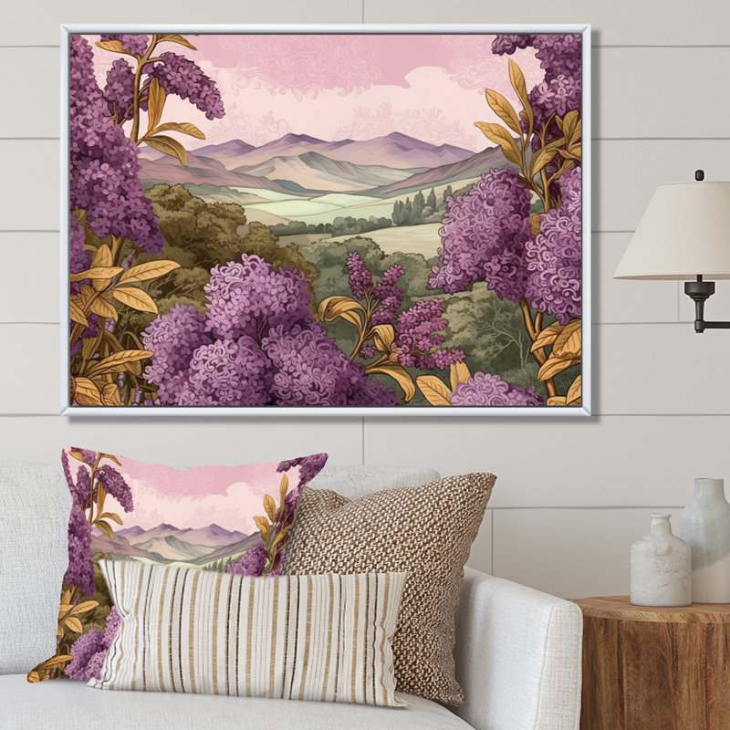 «Lilac mauve», reproduction sur toile, Cadre flottant blanc, H 30 po x l 40 po x P 1,5 po