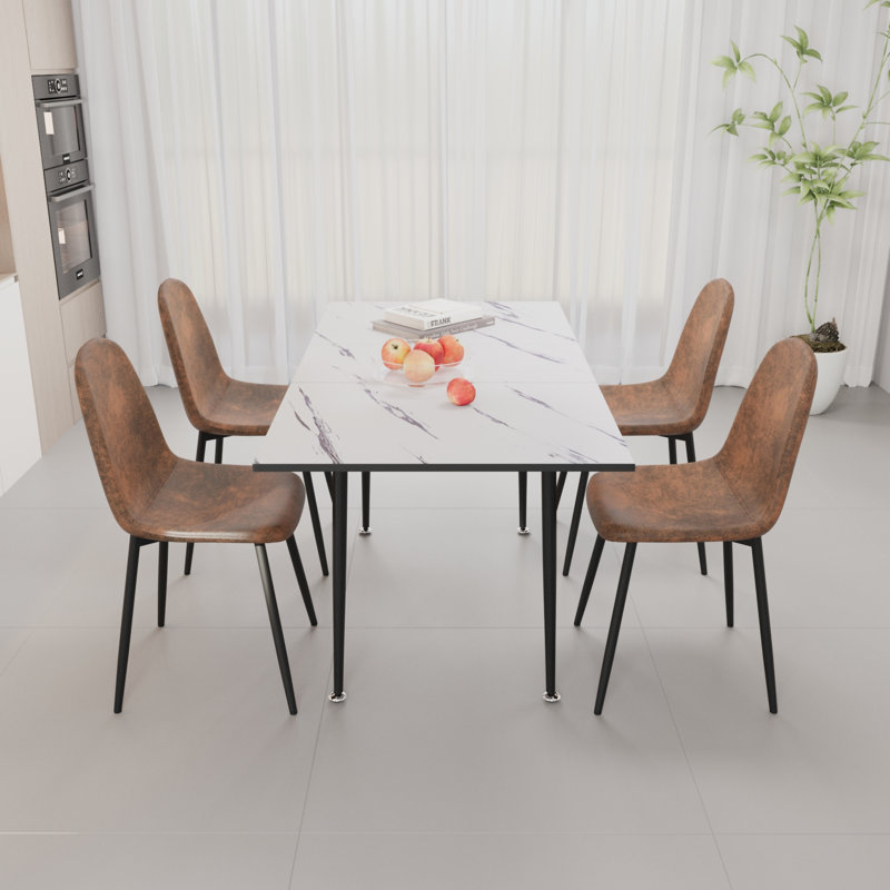 Ensemble de table de salle à manger et de chaises de 47 à 63 po à rallonge moderne en bois aggloméré