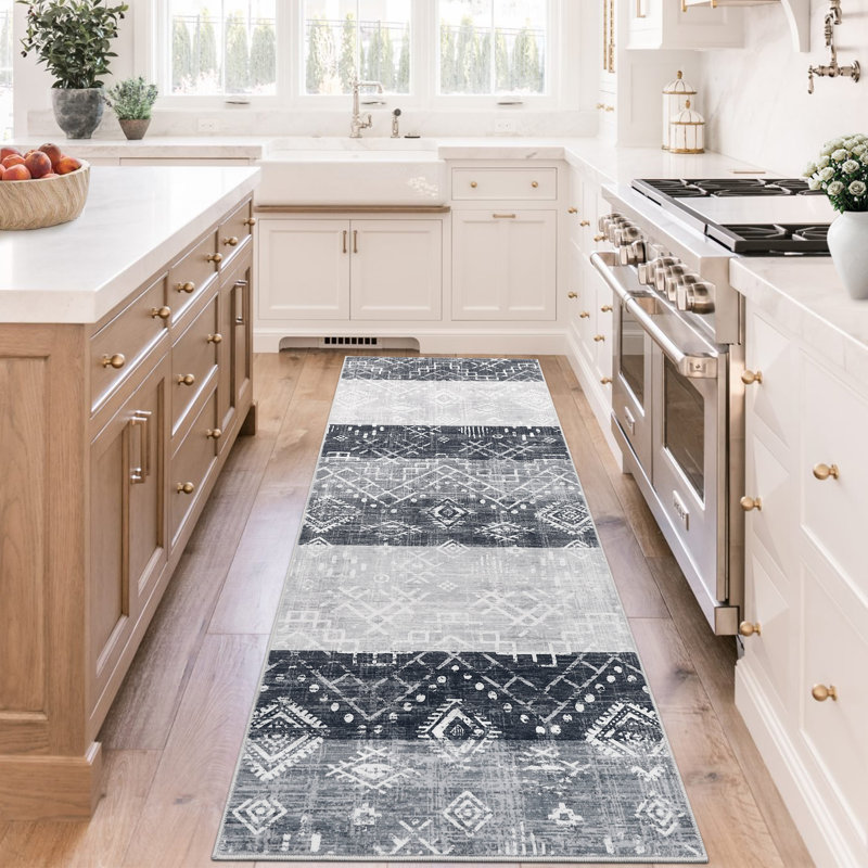 Boho Machine Washable Rug for Living Room Modern Non-Slip Rug for Bedroom Stain-Resistant Low Pile Rugs for Dining Room