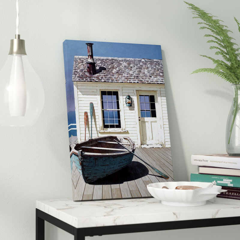 « blue bateau on terrasse », impression, H 40 po x l 26 po x P 1,5 po, Toile