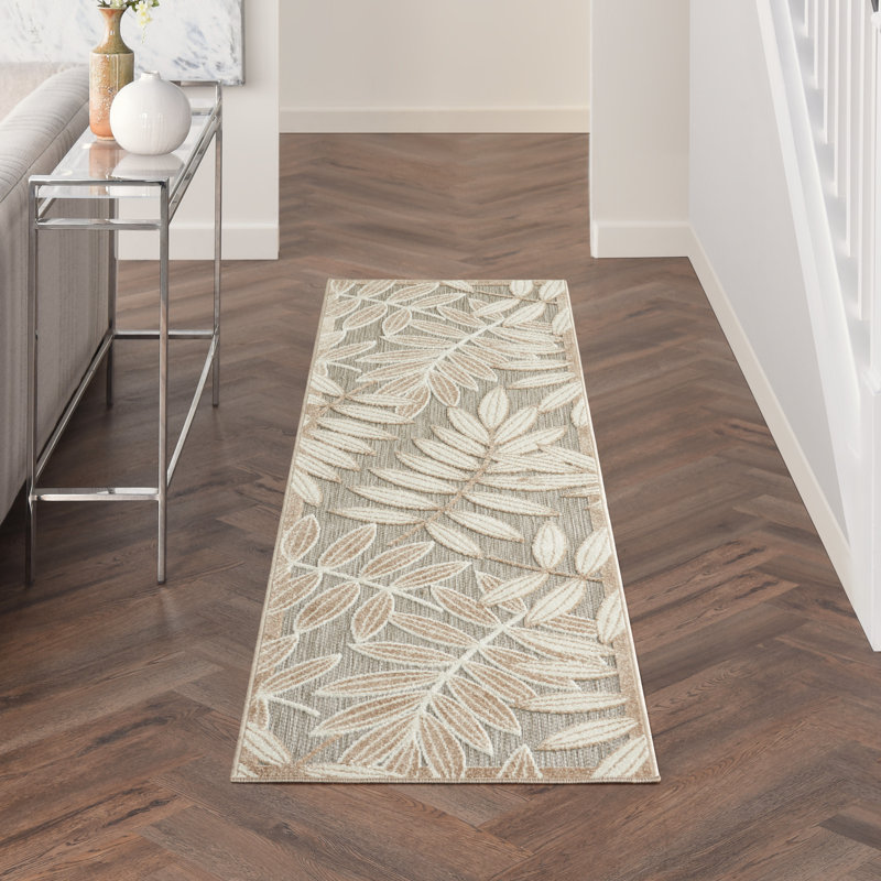 Tapis à motif floral moderne et naturel Newton, Tapis de couloir 2 pi 3 po x 8 pi