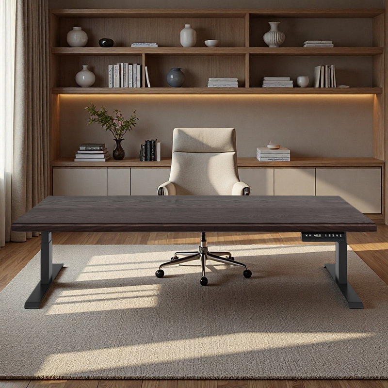 Solid wood height-adjustable desk for study, 30.59" H x 70.87" W x 23.62" D