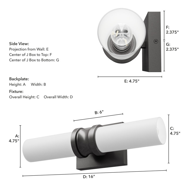 Lenlock 2 - Light Dimmable Vanity Light, White, Black