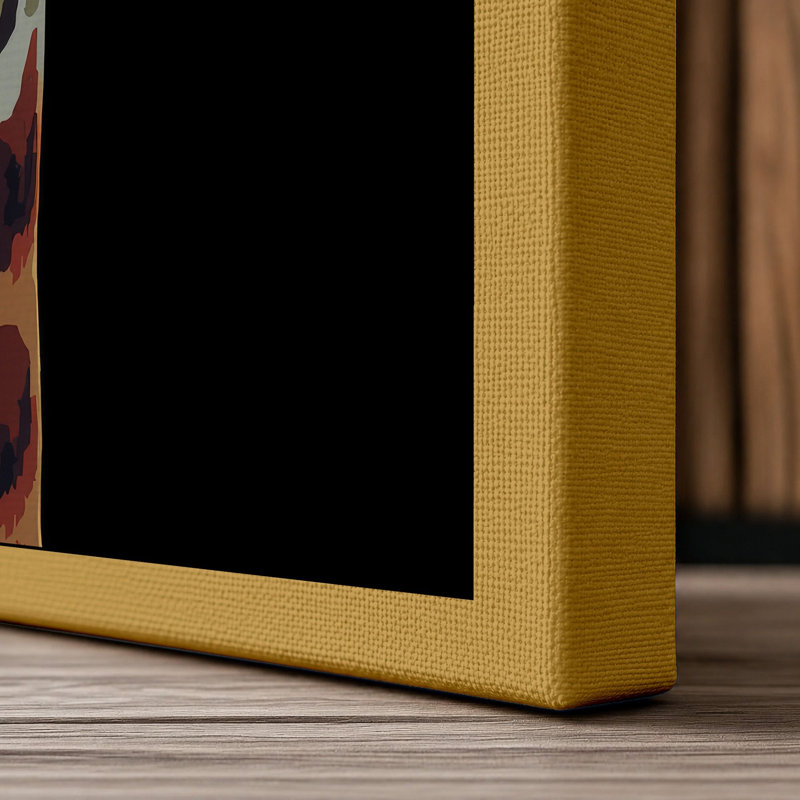 Giraffe Portrait Modern 1 Piece Wrapped Canvas Wall Art, 18x12 - 45.7 x 30.5 cm, Ochre Border
