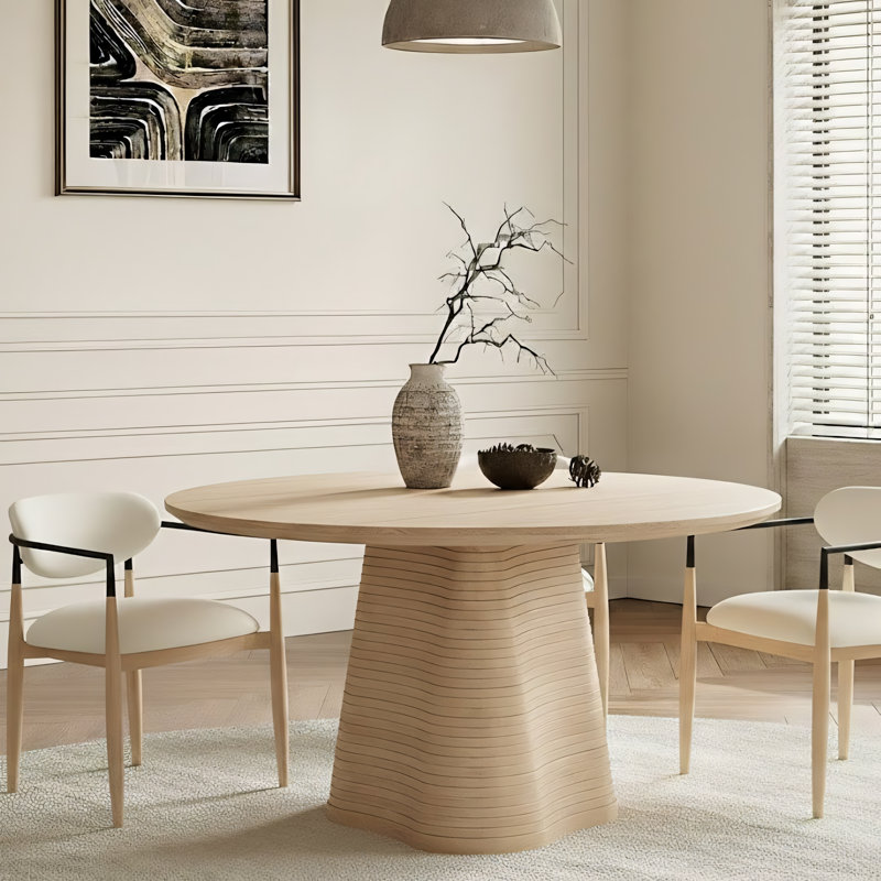 Izahia 48" Solid Wood Pedestal Dining Table, Natural