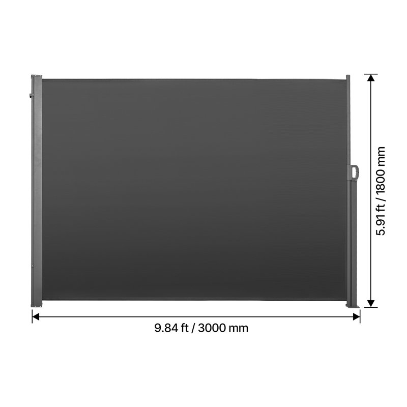Retractable Side Awning, 71" x 118" Patio Retractable Side Screen with 180 g/m² Polyester Fabric, Waterproof Sunshade Outdoor Privacy Screen Room Divider for Garden, Balcony, Pools, Deck, Gray
