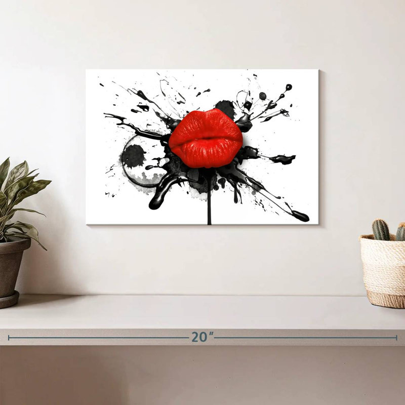 Smacking Red Lips, 8" H x 12" W