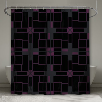 Rideaux de douche à carrés noirs extra longs