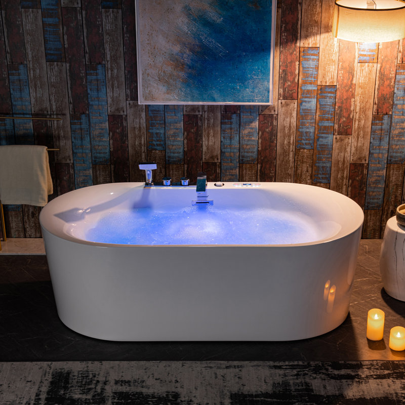 72" x 35.4" Whirlpool and Air Bath Heated Soaking Combination Tub with Tub Filler