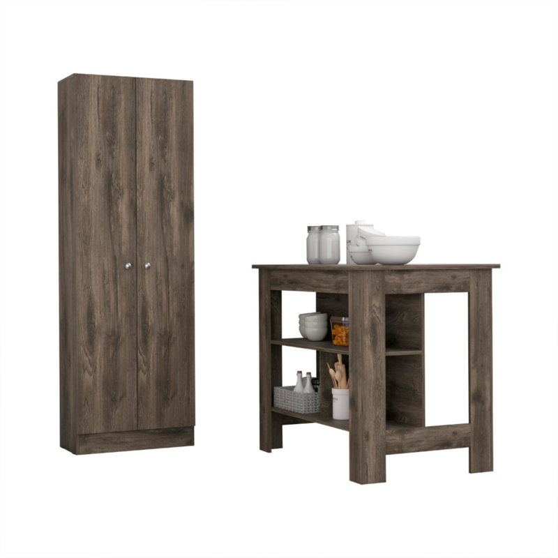 Ensemble de cuisine 2 pièces 8 tablettes 2 portes 2 pièces, îlot de cuisine et garde-manger