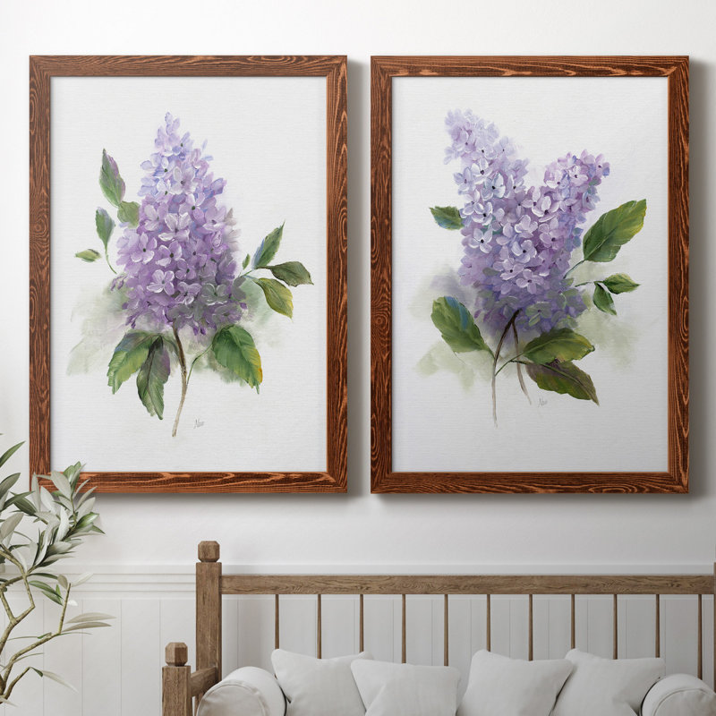 Lilac Romance I - ensemble de 2 reproductions, Toile encadrée, H 24 po x l 36 po, Noyer